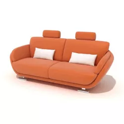 Orange Couch With White Pillows 3D model