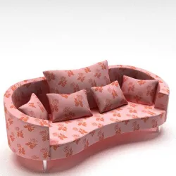 Pink Floral Sofa 3D model