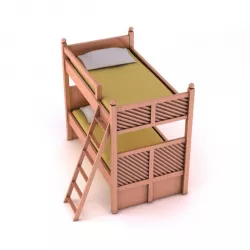 Pink Wooden Bunk Bed 3D model