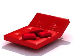 Queen Size Platform Red Bed 3D model