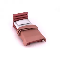 Red Headboard Bed 3D model