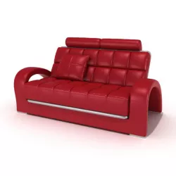 Retro Red Couch With Square Pattern 3D model