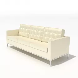 Retro White Leather Couch 3D model