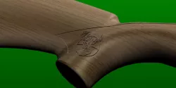 RIFLE STOCK, BASIC SHAPE WITH BUCK ENGRAVING