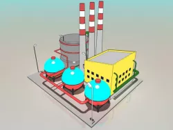 Simple Cartoon Factory 3D model