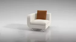 White Corner Sofa With A Ginger Pillow 3D model