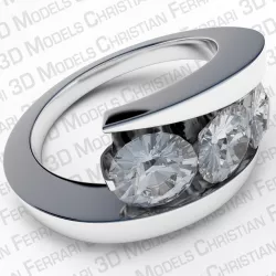 White Gold Ring with Diamonds 3D model