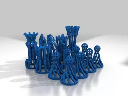 Wireframe Chess Set (fixed stl file)