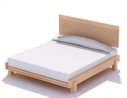 Wooden Platform Bed 3D model