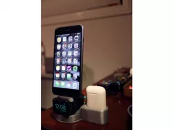 Apple Watch + iPhone Stand + AirPods Charger with Watchband Storage