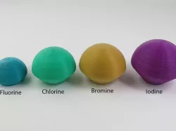 Space-filling molecular models: Halogen expansion set