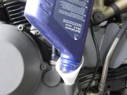 Elliptical oil funnel for Ducati