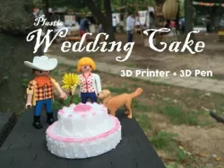Plastic Wedding Cake = 3D Printed + 3D Pen