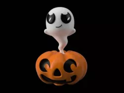 Pumpkin Ghost Figure