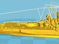 Yamato Battle ship model cut into 2