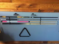 Cue Stick Rack, Chalk Holder, and Triangle Hook - Billiard/Pool Room Accessories