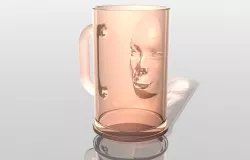 Beer mug with 3D head
