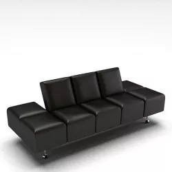 Black Leather Couch 3D model