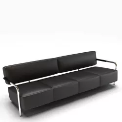 Black Leather Couch 3D model