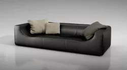 Black Leather Couch 3D model