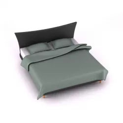 Black Wooden Platform Bed 3D model