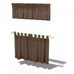 Brown Curtains With Curtain Rod 3D model