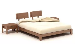 Double Cot Bed With A Stool 3D model