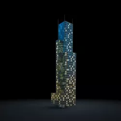 Lit Skyscraper At Night 3D model