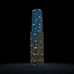 Lit Skyscraper At Night Ii 3D model