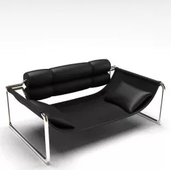 Long Black Couch 3D model