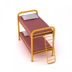 Metal Bunk Bed With Ladder 3D model
