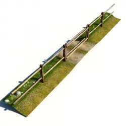 Narrow Wooden Fence Gated Drive 3D model