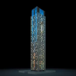 New Illuminated Night Time Skyscraper 3D model