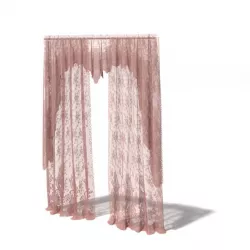 Pink Long Curtains 3D model