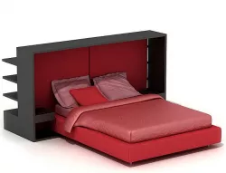 Red Bed With A Big Headboard 3D model