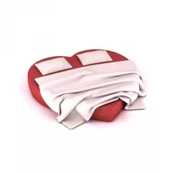 Red Heart Shaped Mattress Bed 3D model