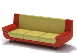 Retro Leather Couch 3D model