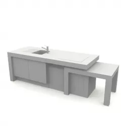 White Countertop With Sink 3D model
