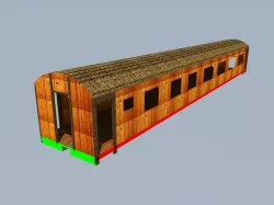 Wood Passenger coach Train (render)