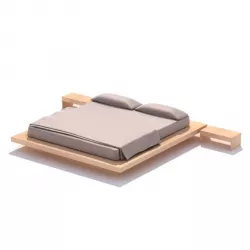 Wooden Platform Bed 3D model