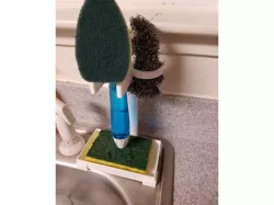 Sponge dish with dish wand holder
