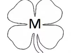 Four Leaf Clover Hollow Stamp with Letter M