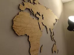 World map bamboo lasercut simplified worldmap