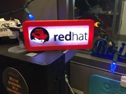 LED RedHat Shadowman Logo Sign powered by Adafruit Trinket and NeoPixels