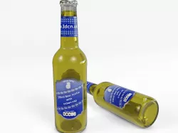 Beer bottle 330ml with foil effect on labels 3D model