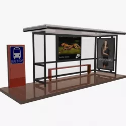 Bus Stop  Shelter 02 Low-poly  3D model