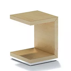 C Shape Natural Wood Side Table 3D model