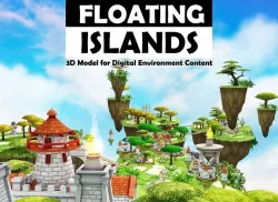 Floating Islands Low-poly  3D model
