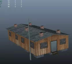 German Barracks from World War 2 Low-poly  3D model