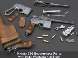 Mauser C96 Broomhandle with Stock 3D model